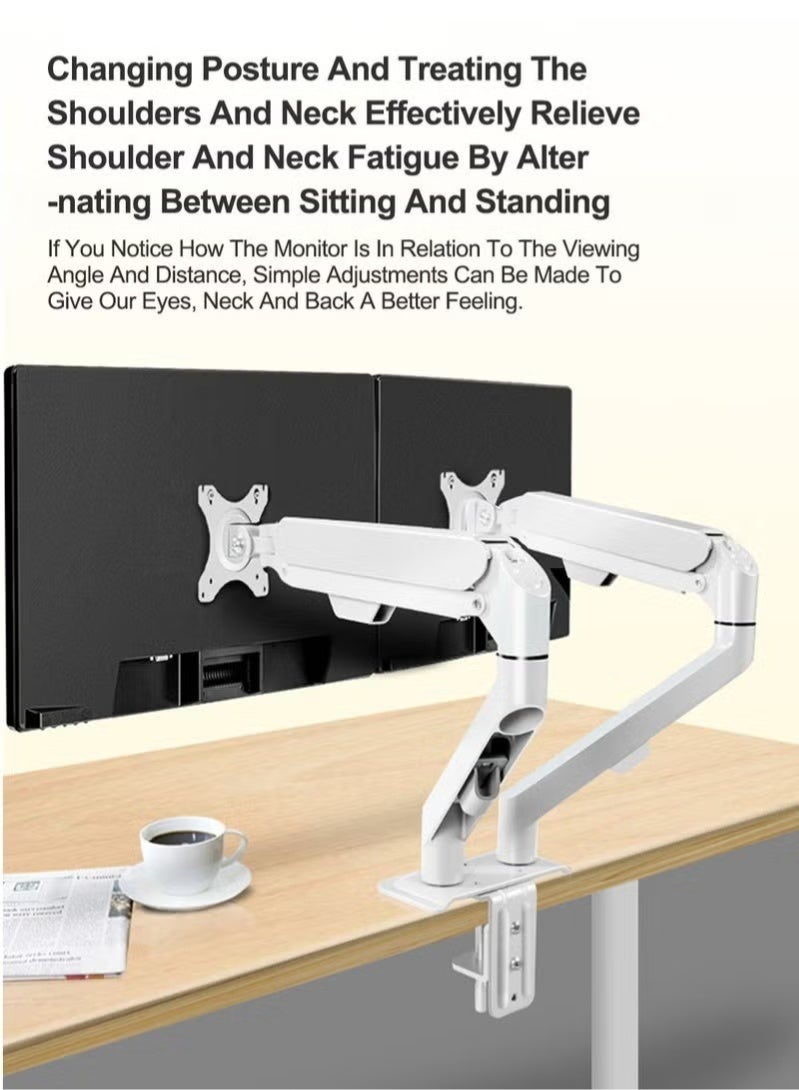 Bukela Dual Monitor Mount Stand, Articulating Gas Spring Monitor Arm, Adjustable Monitor Stand, Monitor Desk Mount with Clamp and Grommet Base - Fits 13 to 32 Inch LCD Computer Monitors - Image 4